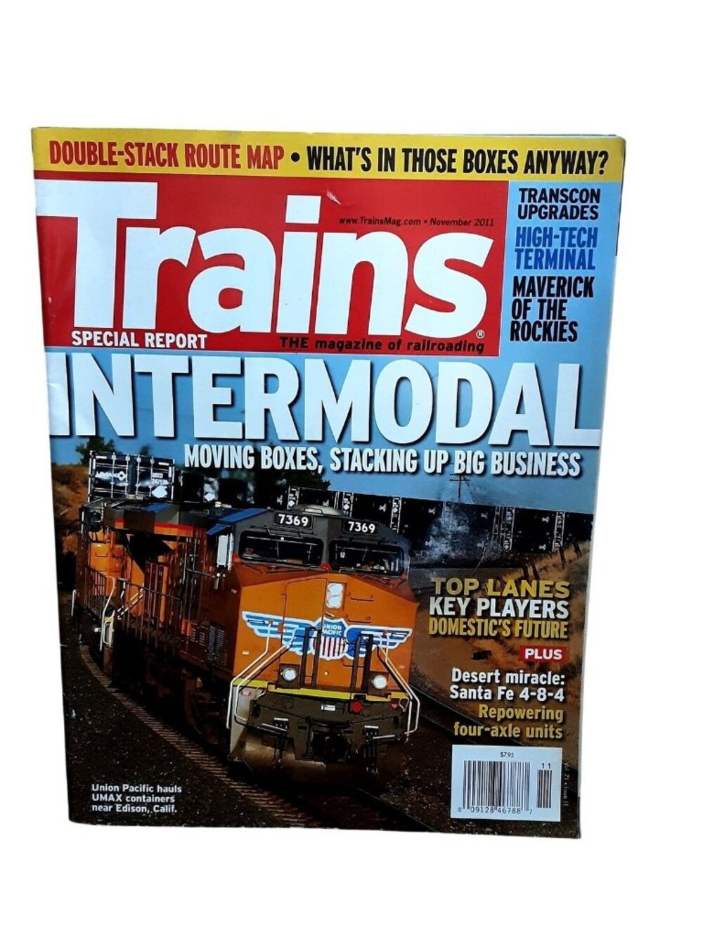 2011 Trains Magazine Union Pacific 7369 Intermodal Double Stack Railroad Map